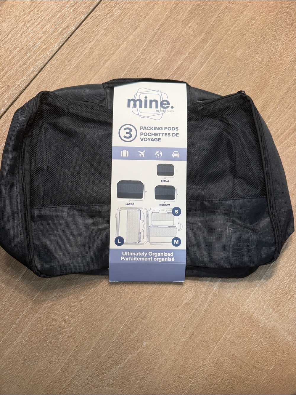 mine Black Travel Packing Pod Set - 3 Piece Organizer